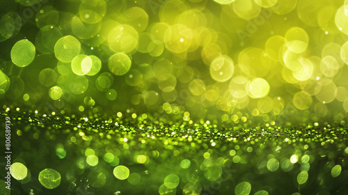 Lime green glitter defocused twinkly lights, resembling a spring bloom.