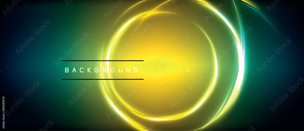 glowing neon circles on a dark blue background . High quality glowing neon circles on a dark blue background . High quality