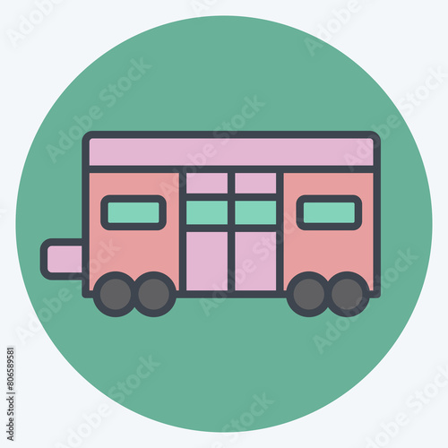 Icon Train Coach. related to Train Station symbol. color mate style. simple design illustration
