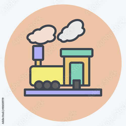 Icon Train Smoke. related to Train Station symbol. color mate style. simple design illustration
