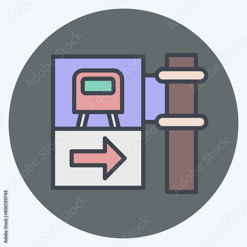 Icon Train Station. related to Train Station symbol. color mate style. simple design illustration