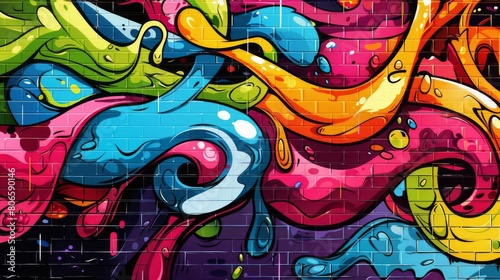Creative laptop wallpaper with a graffiti art design, adding a burst of color and urban flair to your device photo