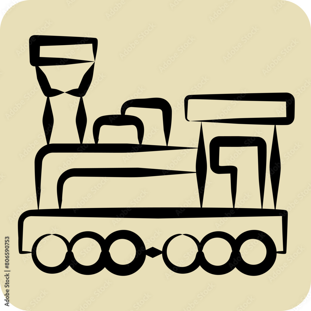 Icon Engine. related to Train Station symbol. hand drawn style. simple design illustration Icon Engine. related to Train Station symbol. hand drawn style. simple design illustration