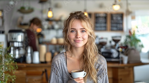 A young woman in a cafe.