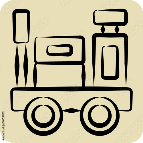 Icon Luggage Trolley. related to Train Station symbol. hand drawn style. simple design illustration
