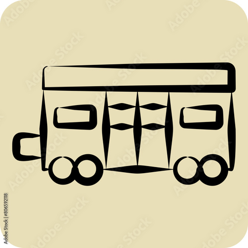 Icon Train Coach. related to Train Station symbol. hand drawn style. simple design illustration