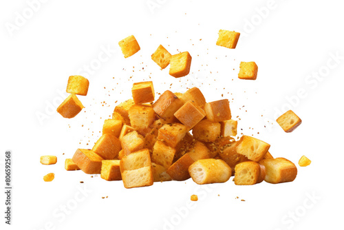 A Symphony of Diced Potatoes on White or PNG Transparent Background. photo