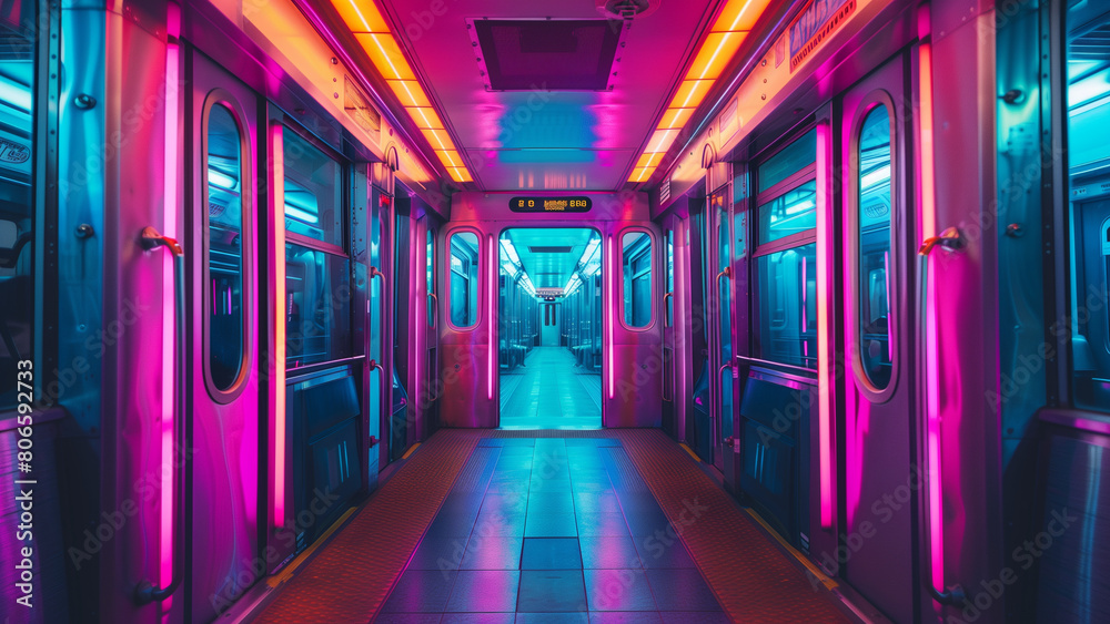 Through the Open Door: A Glimpse into a Futuristic Subway Scene Through the Open Door: A Glimpse into a Futuristic Subway Scene
