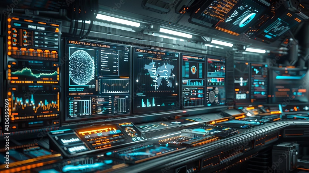 Naklejka premium Craft a CG 3D rendering of a futuristic Stock Market setting