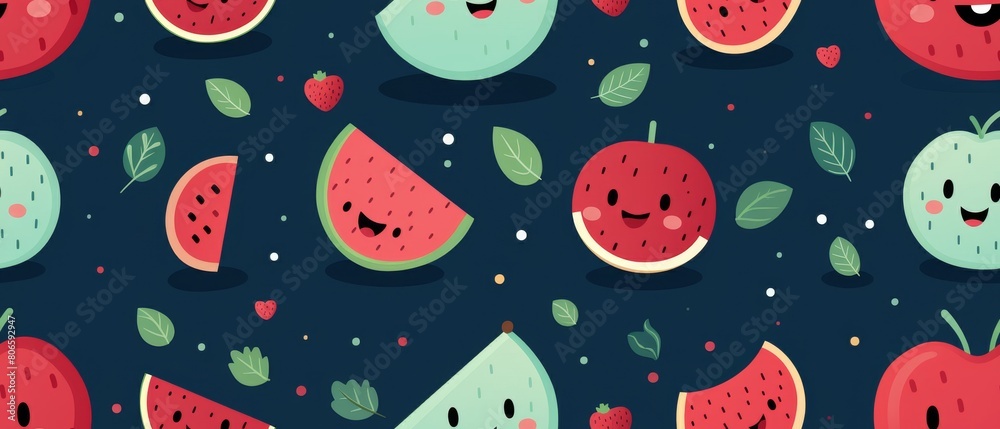 Seamless pattern watermelon, cherry and strawberry Seamless pattern watermelon, cherry and strawberry