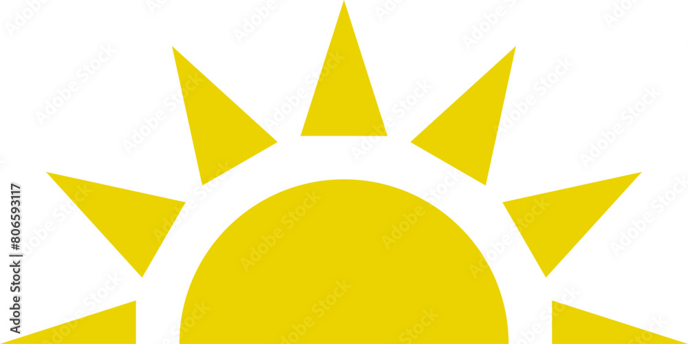 Yellow half sun vector icon logo . Yellow half sun vector icon logo .