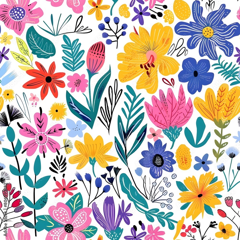 Colorful flower background tile seamless pattern