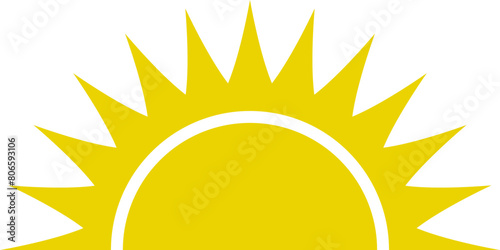 Yellow half sun vector icon logo . 