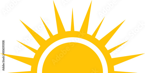 Yellow half sun vector icon logo . 