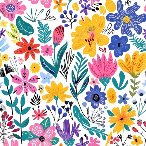 Colorful flower background tile seamless pattern