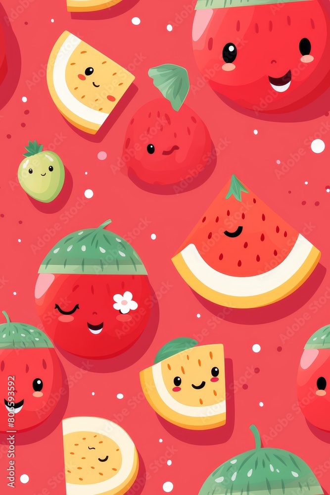 Seamless pattern watermelon, cherry and strawberry Seamless pattern watermelon, cherry and strawberry