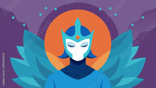 Behind the stoic mask a calm demeanor and a clear mind unswayed by any external forces.. Vector illustration