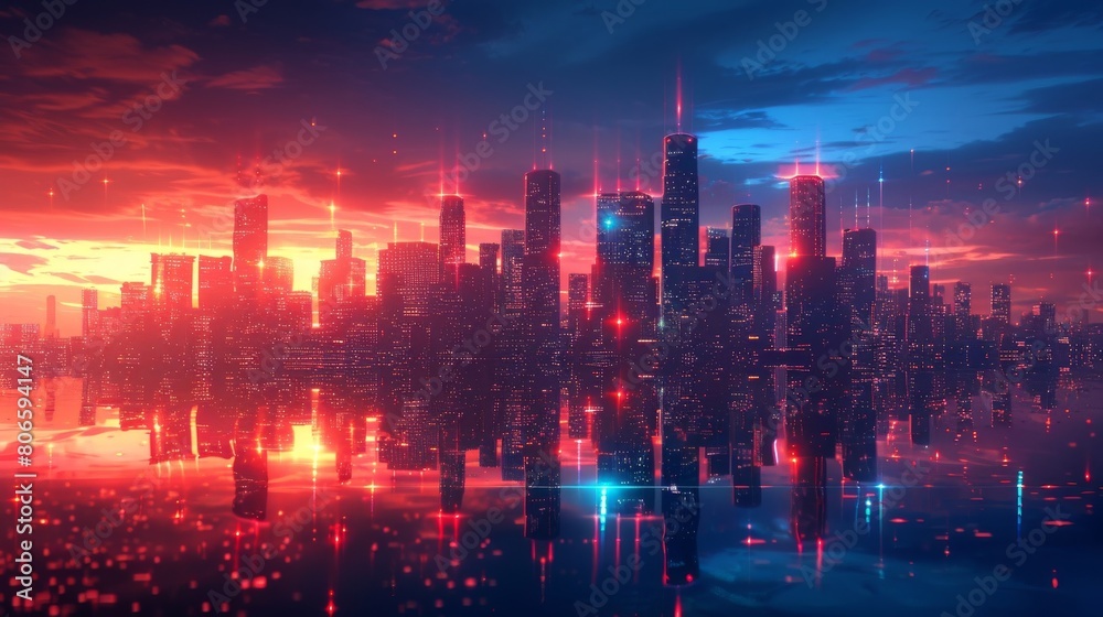 Fototapeta premium 夕焼けの高層ビル群