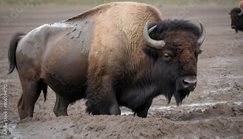 a-bison-covered-in-mud-after-a-wallow- 2 © Amberly