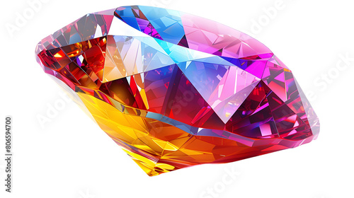 A vibrant jewel with multiple facets sparkling isolated on a white transparent background