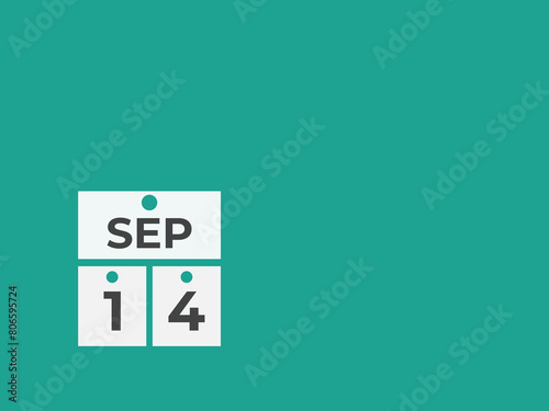 September  14 calendar reminder. 14 September  daily calendar icon template. Calendar 14 September  icon Design template. Vector illustration
