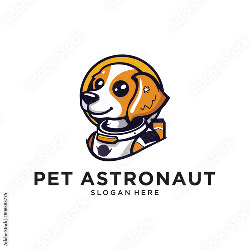 dog astronaut logo design vector illustration