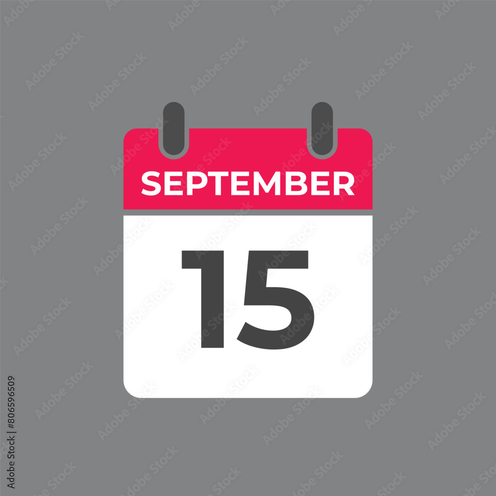 September 15 calendar reminder. 15 September daily calendar icon template. Calendar 15 September icon Design template. Vector illustration
September 15 calendar reminder. 15 September daily calendar icon template. Calendar 15 September icon Design template. Vector illustration