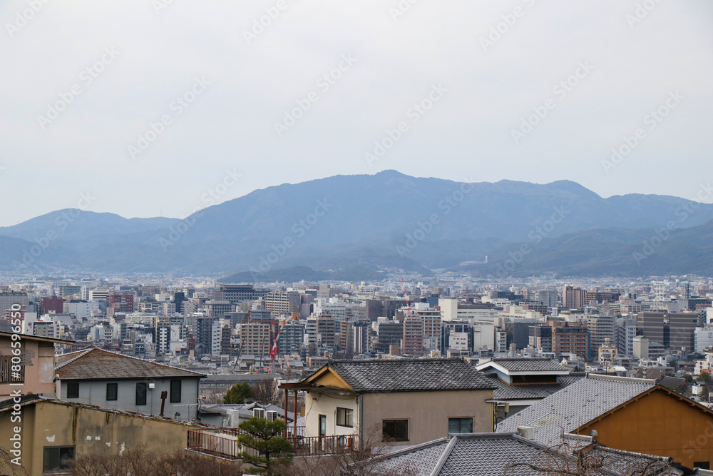 Panoramic views of the city of Kyoto Japan, March 2024