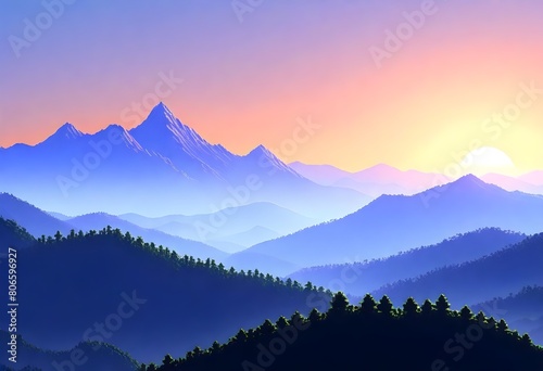 pixel art Invigorating morning sunrise over a mist (2) © Afroz