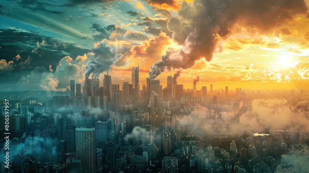 Fototapeta premium Reducing greenhouse gas emissions, global warming