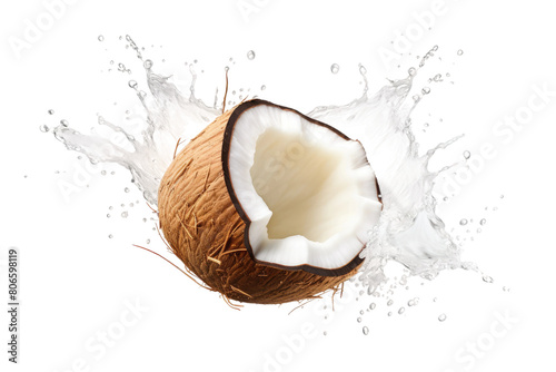 Milky Explosion: A Coconuts Delight on White or PNG Transparent Background.