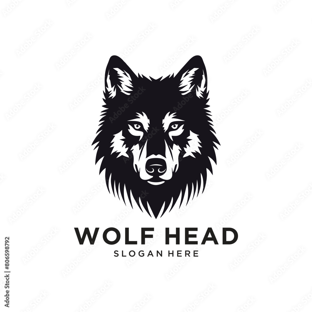 Fototapeta premium wolf head logo design vector illustration