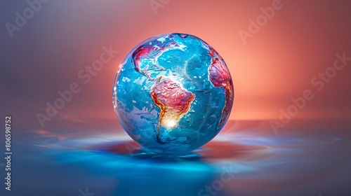 A blue and green globe of the Earth