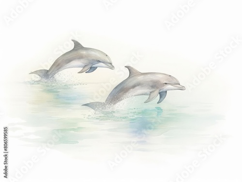 dolphin watching, dolphins near the coast © Jeannaa