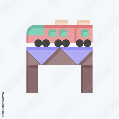 Icon Bridge Over The River Train. related to Train Station symbol. flat style. simple design illustration