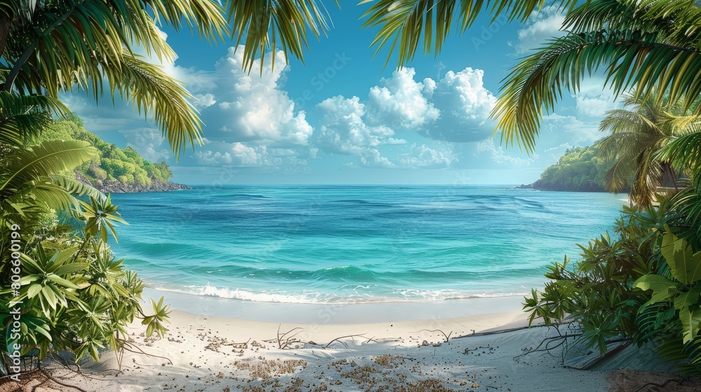 Obraz premium Dreamy Tropical Escape: Island Getaway Brochure
