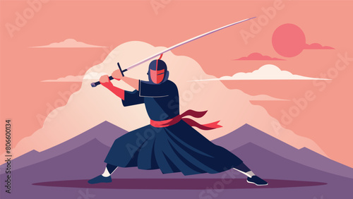 In a breathtaking display of strength and agility the Kendo demonstration showcases the physical and mental fortitude required to excel in this. Vector illustration