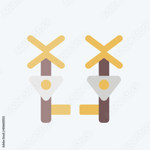 Icon Level Crossing. related to Train Station symbol. flat style. simple design illustration