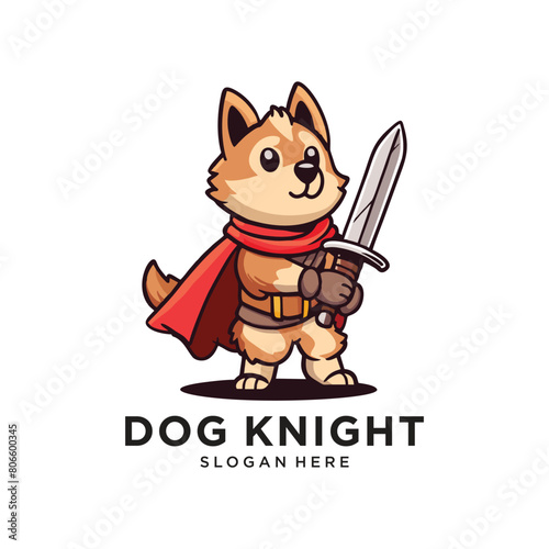 dog sword logo design vector illustration