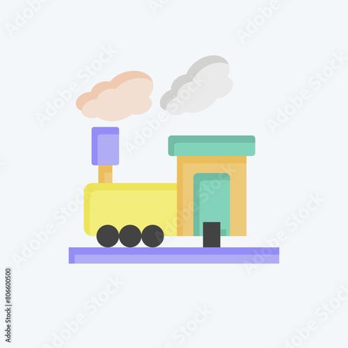 Icon Train Smoke. related to Train Station symbol. flat style. simple design illustration