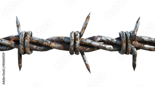 A single strand of barbed wire isolated on a transparent background photo