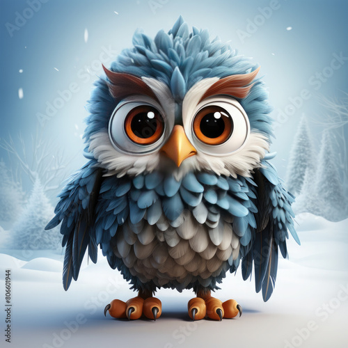 Watercolor Frosty owl, clipart Illustration, Generative Ai