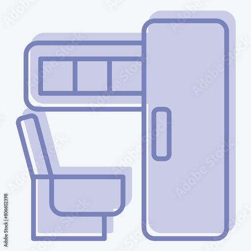 Icon Toilet On Train. related to Train Station symbol. two tone style. simple design illustration