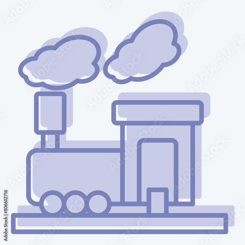 Icon Train Smoke. related to Train Station symbol. two tone style. simple design illustration