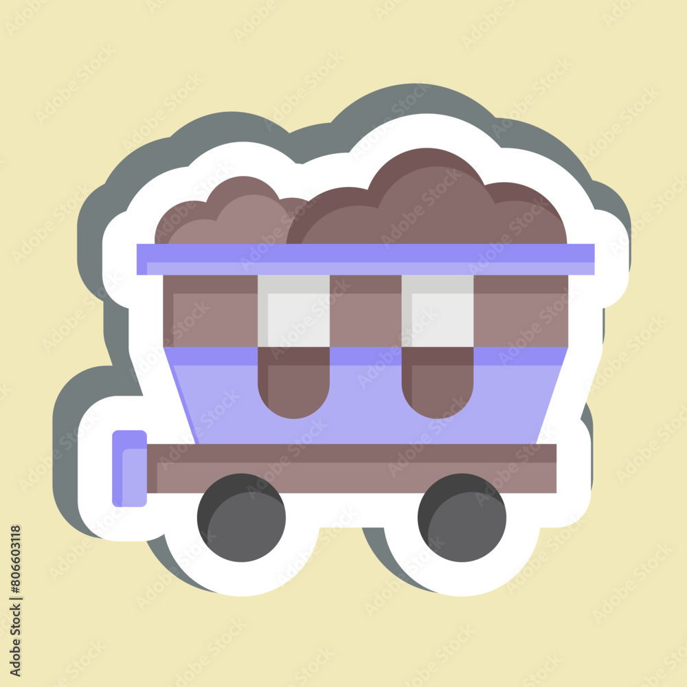 Sticker Coal Wagon. related to Train Station symbol. simple design illustration Sticker Coal Wagon. related to Train Station symbol. simple design illustration