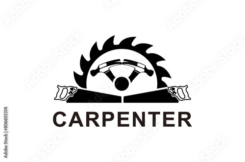 Carpenter cabinet wood worker, logo design illustration
