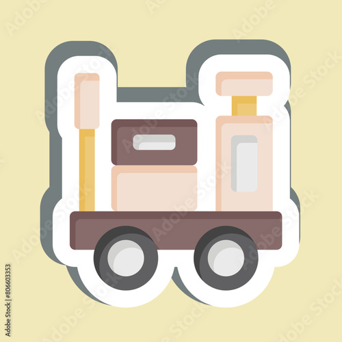Sticker Luggage Trolley. related to Train Station symbol. simple design illustration