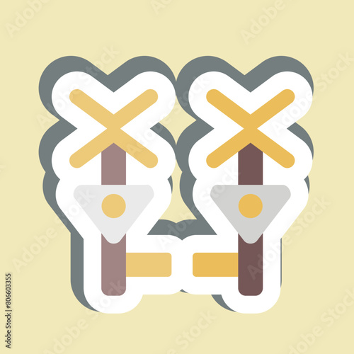 Sticker Level Crossing. related to Train Station symbol. simple design illustration