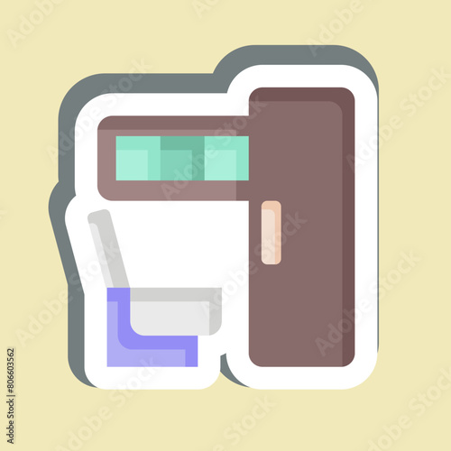 Sticker Toilet On Train. related to Train Station symbol. simple design illustration