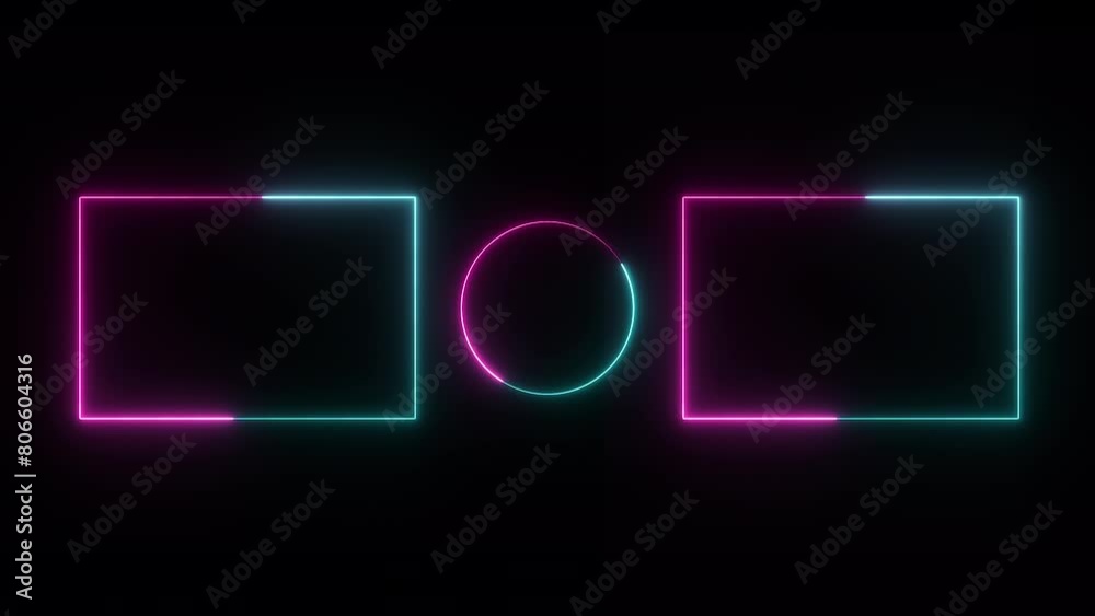 End Screen Neon Frame ellipse Rectangle and isolated on black background. End Screen Neon Frame ellipse Rectangle and isolated on black background.